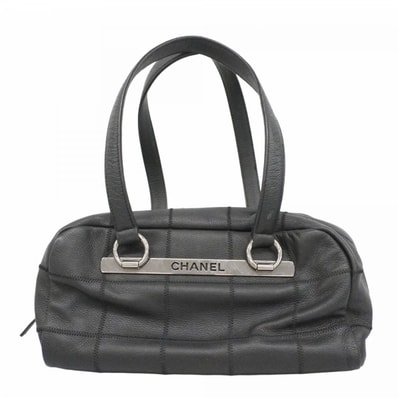 ★SALE【6ce6067-k】シャネル ハンドバッグ チョコバー キャビアスキン ブラック シルバー金具【中古】レディース