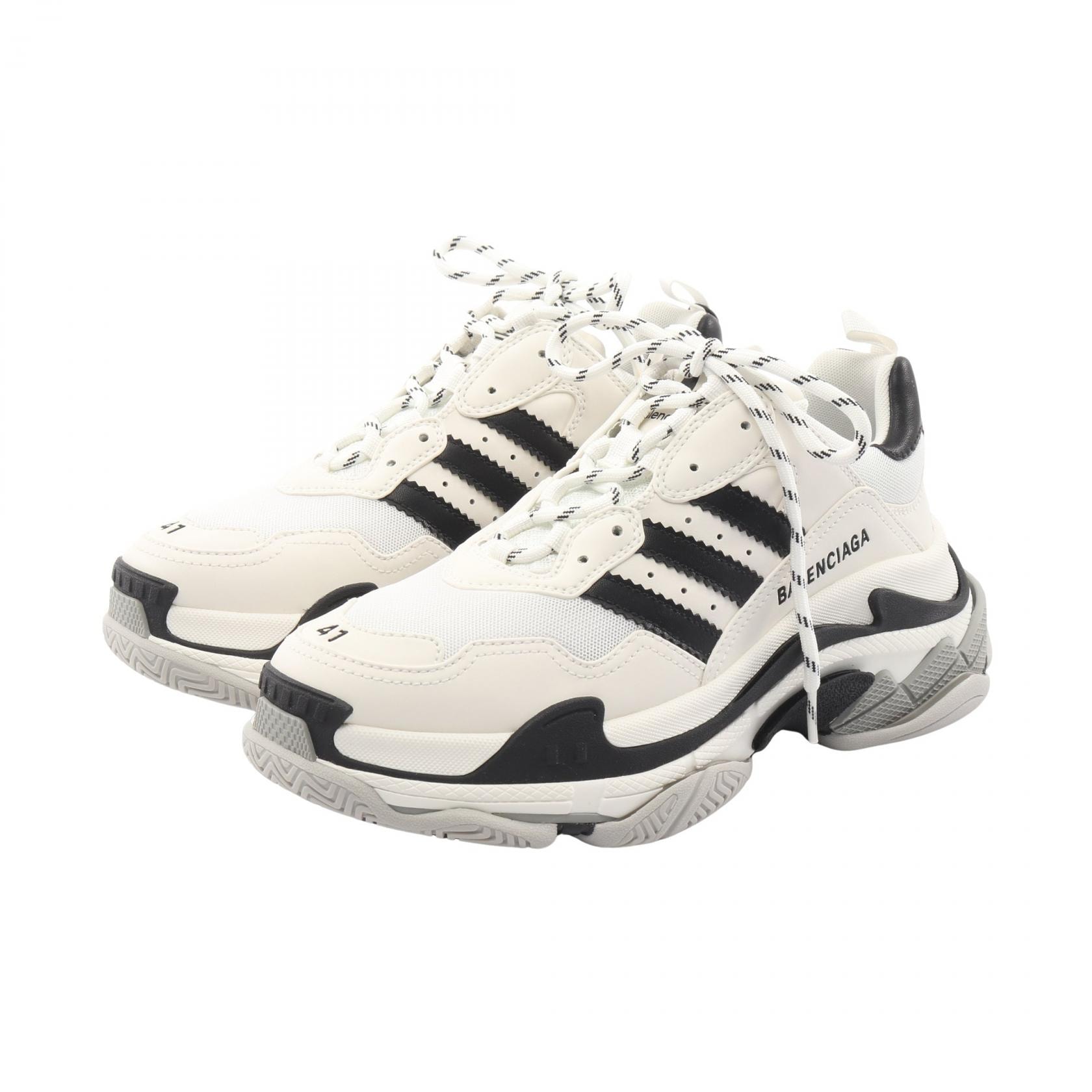 バレンシアガ スニーカー 38 ホワイト ブラック 美品 A (未使用に近い)】バレンシアガ BALENCIAGA BALENCIAGA × adidas