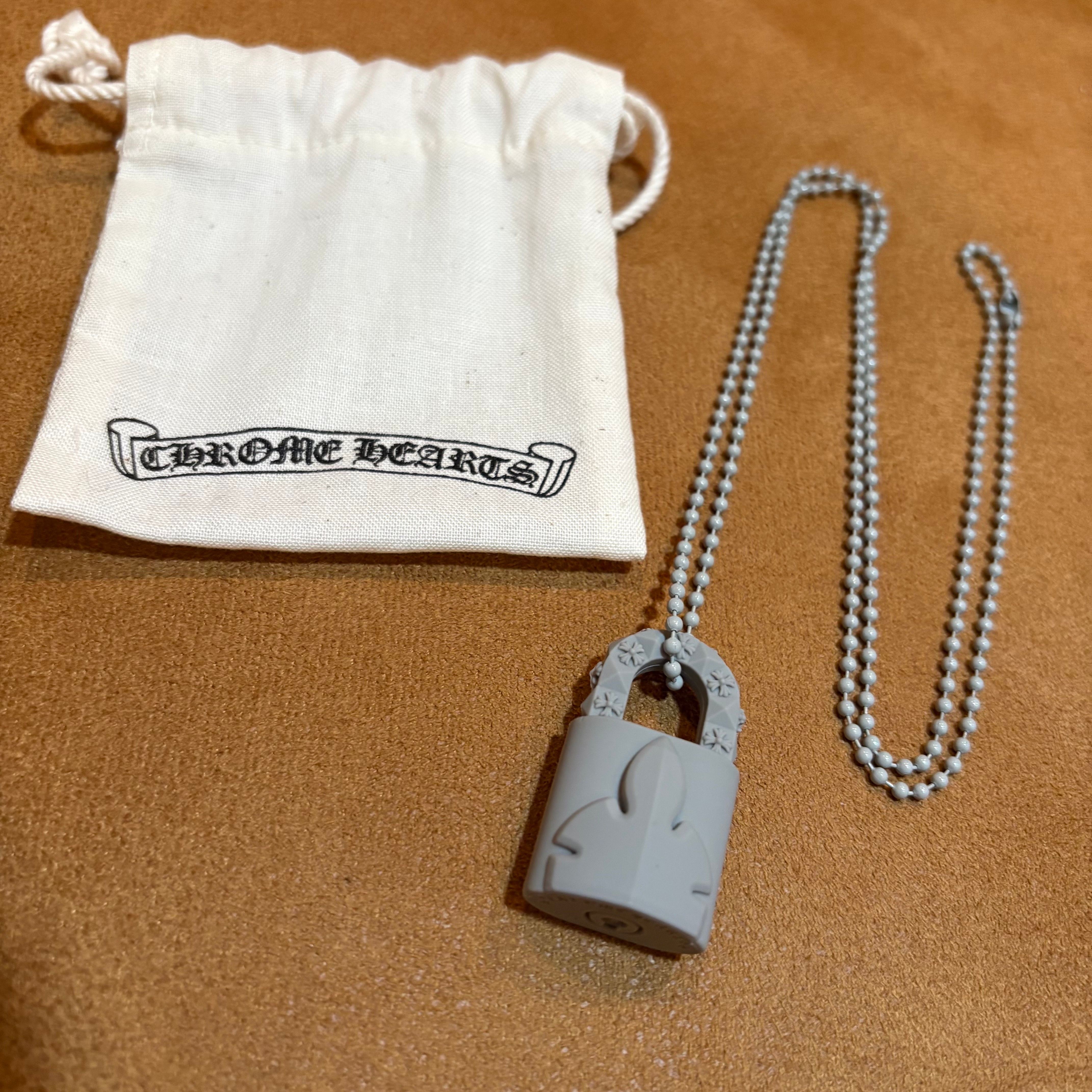 Chrome Hearts Rubber Padlock Fleur Knee Silicone Necklace "Grey"