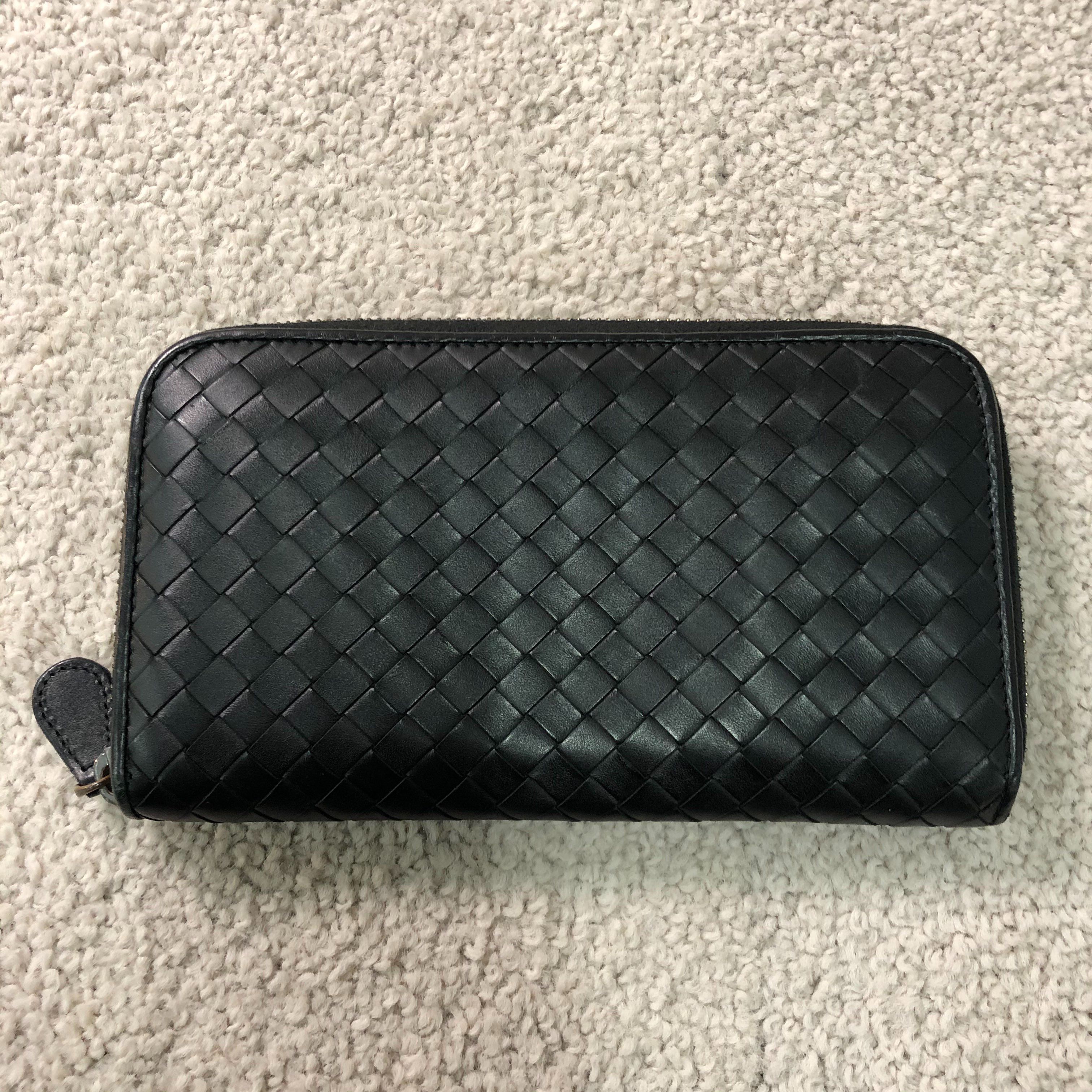 Bottega Veneta Intrecciato Zip Around Wallet "Black"