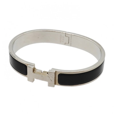 ★SALE【6jgb0402】エルメス バングル クリッククラックPM メタル シルバー ブラック【中古】メンズ