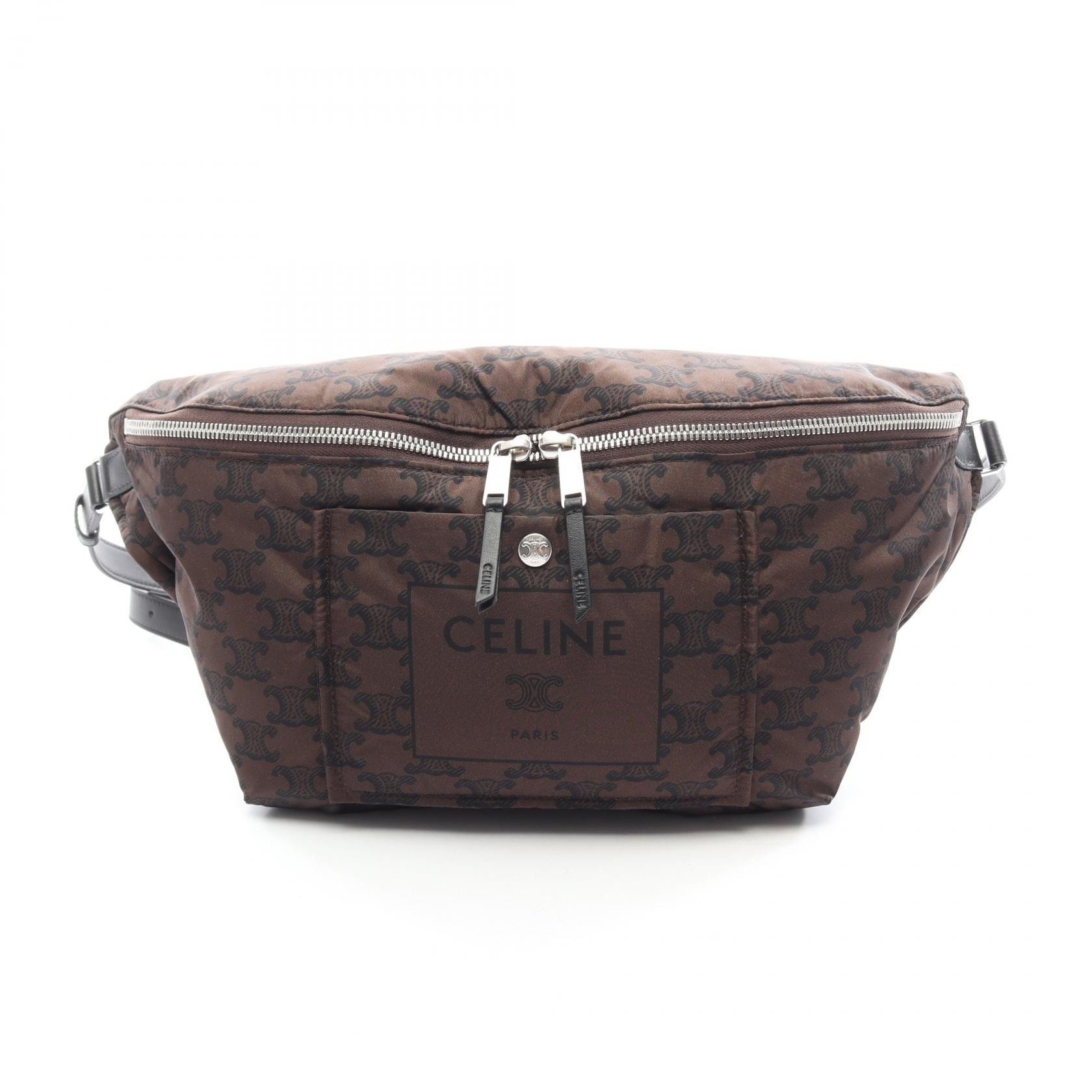 セリーヌ CELINE SLING BAG ウエストバッグ バッグ ナイロン レザー レディース ブラウン系 / ブラック系 L10844X58GMH4 【新品】