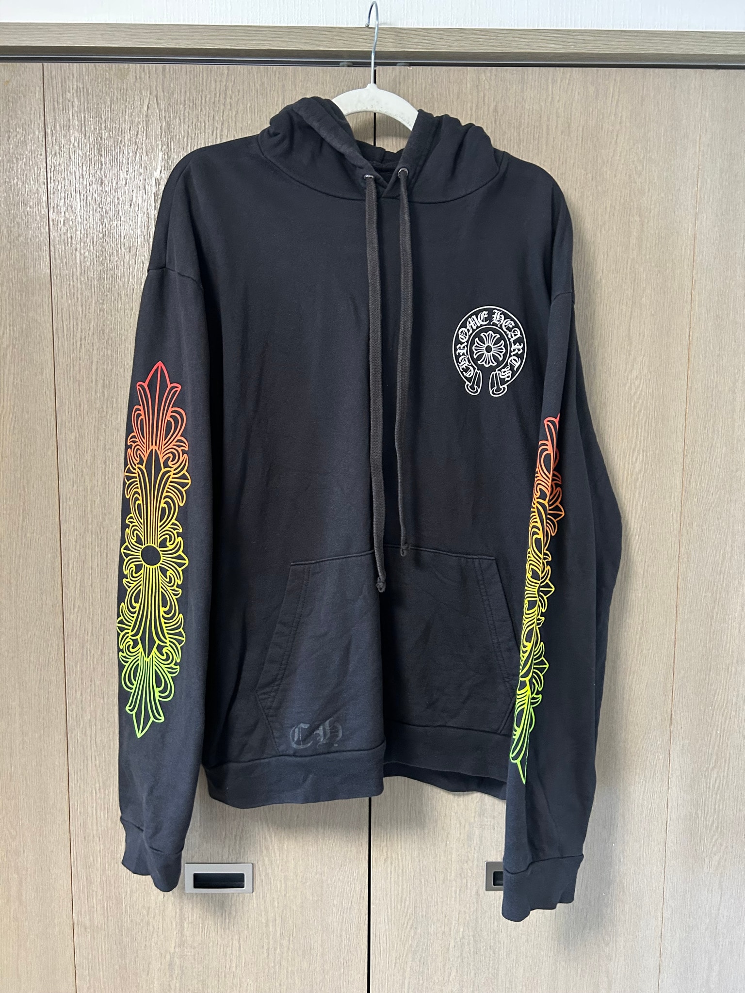 CHROME HEARTS クロムハーツ グラデーション フローラルクロス プルオーバーパーカー ブラック L