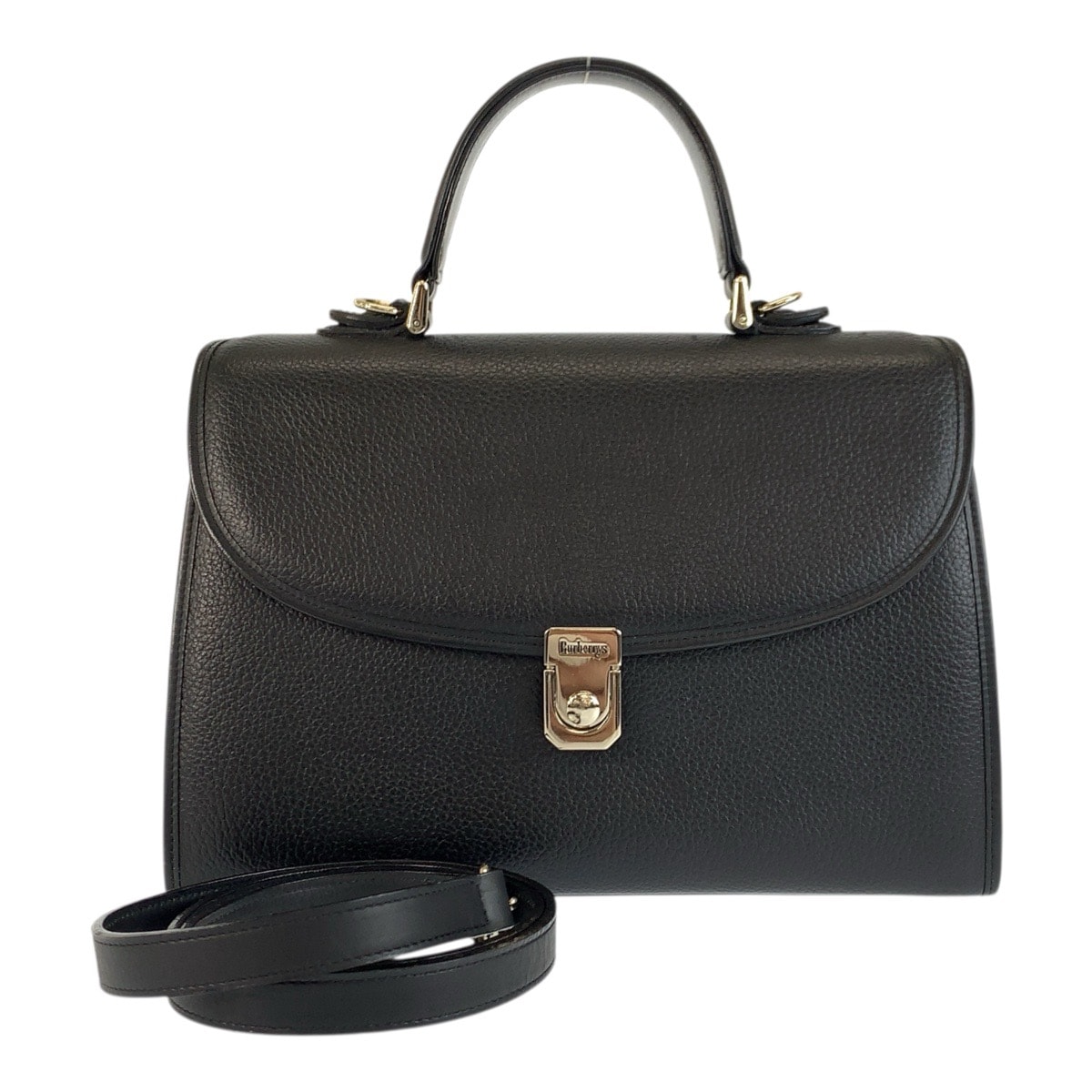 美品 BURBERRY バーバリー 中チェック柄 ブラック 黒 シルバー金具 レザー ハンドバッグ ショルダーバッグ 2way 601791 【中古】