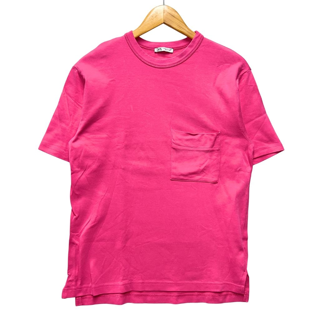 ZARA ザラ ポケット付き 半袖Tシャツ ピンク サイズ M 正規品 / 53710