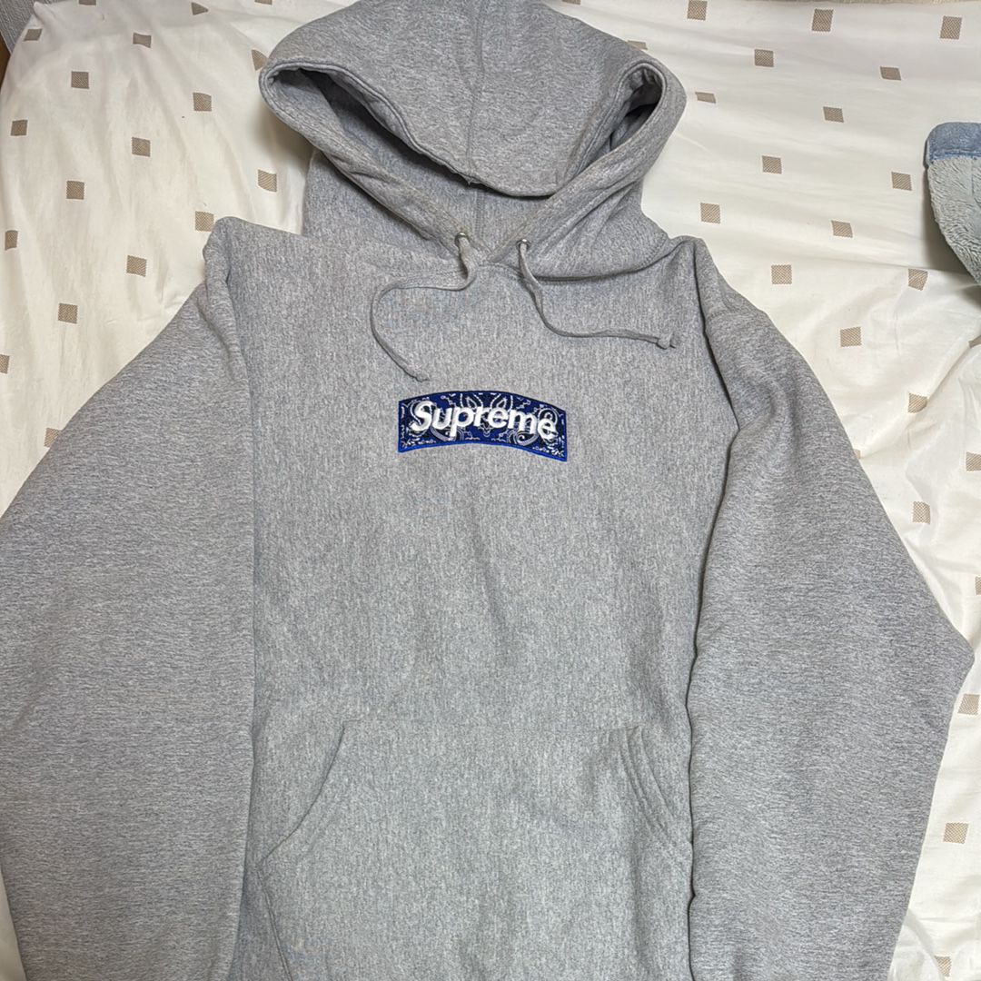 Supreme Bandana Box Logo Hooded Sweatshirt "Grey"