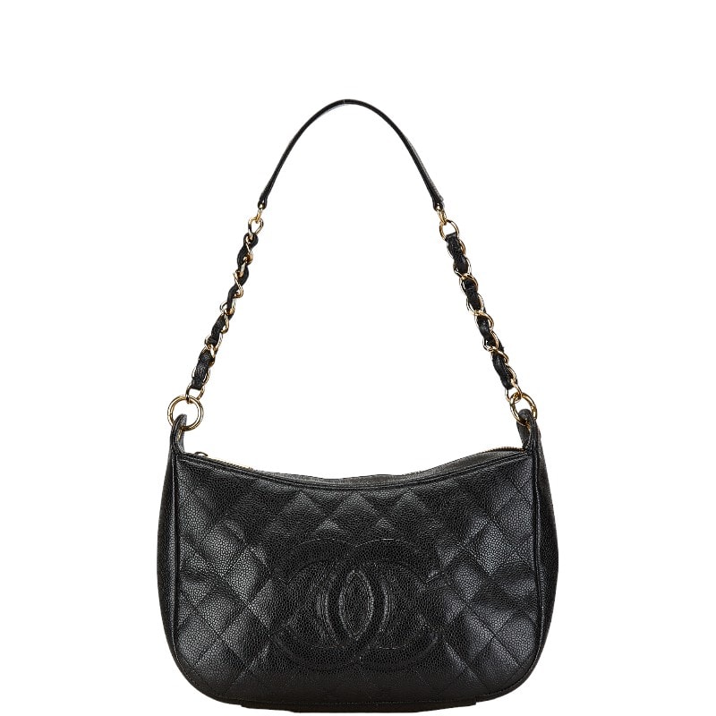 シャネル マトラッセ ココマーク チェーン ショルダーバッグ ブラック キャビアスキン レディース CHANEL 【中古】