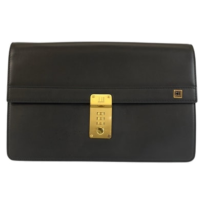 美品 Dunhill ダンヒル ブラック 黒 ゴールド金具 レザー クラッチバッグ セカンドバッグ 602192 【中古】