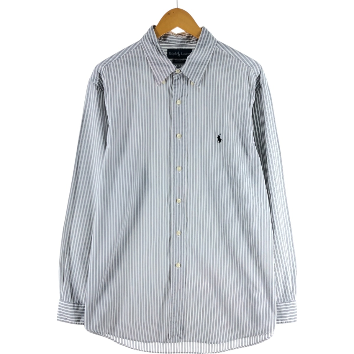 古着 ラルフローレン Ralph Lauren CUSTOM FIT 長袖 ボタンダウンストライプシャツ メンズXL相当/eaa531015