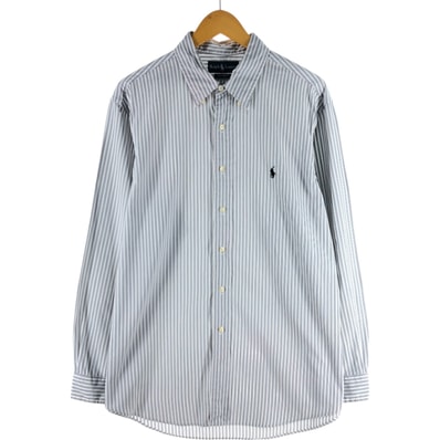 古着 ラルフローレン Ralph Lauren CUSTOM FIT 長袖 ボタンダウンストライプシャツ メンズXL相当/eaa531015