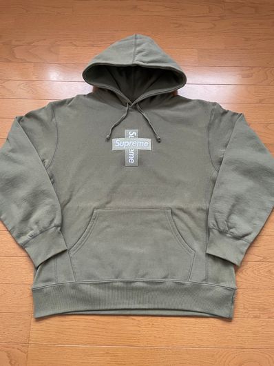 Supreme Cross Box Logo Hooded Sweatshirt "Light Olive"