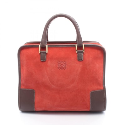 ロエベ LOEWE アマソナ32 ハンドバッグ バッグ スウェード レザー レディース レッド系 / ブラウン系 【中古】