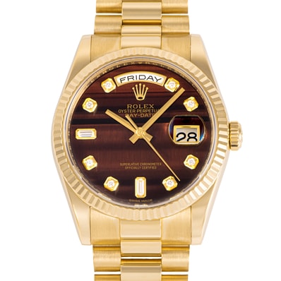 ROLEX ロレックス デイデイト 118238A ブルズアイ レッドタイガーアイ K18YG【中古】