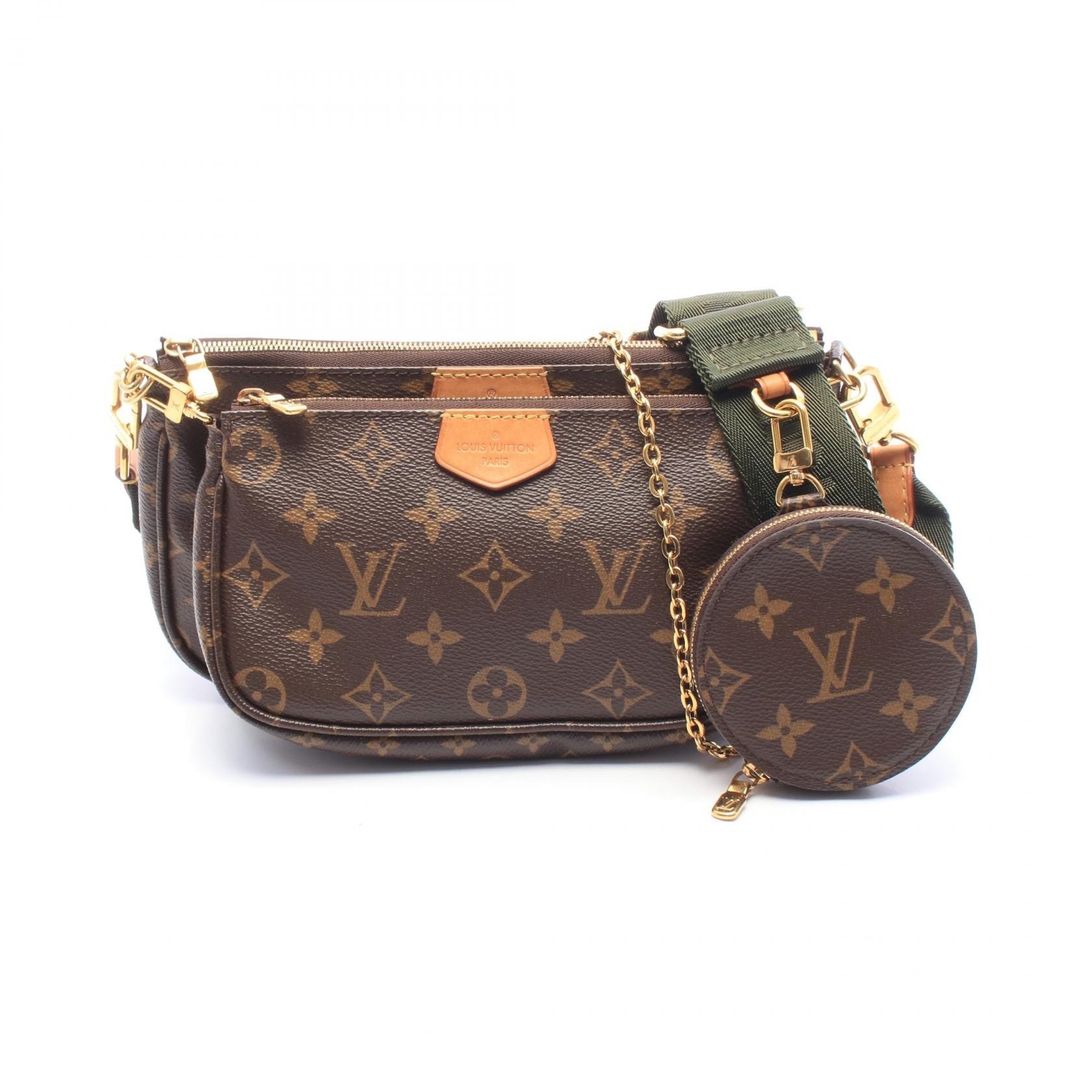 ルイ・ヴィトン LOUIS VUITTON ミュルティ ポシェットアクセソワール モノグラム カーキ ショルダーバッグ バッグ PVCコーティングキャンバス レザー レディース ブラウン系 / カーキ系 M44813 【中古】