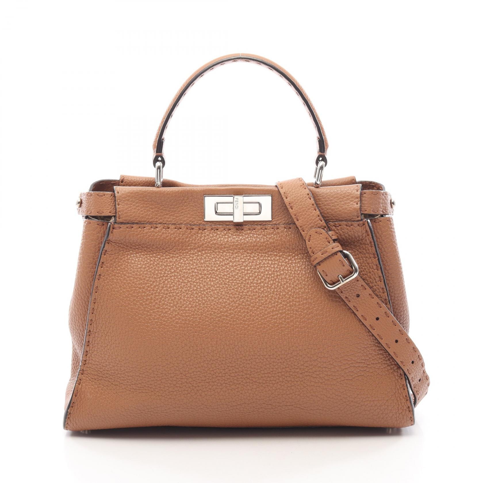 フェンディ FENDI ピーカブー レギュラー 2WAY ハンドバッグ バッグ レザー レディース ブラウン系 8BN290 【中古】