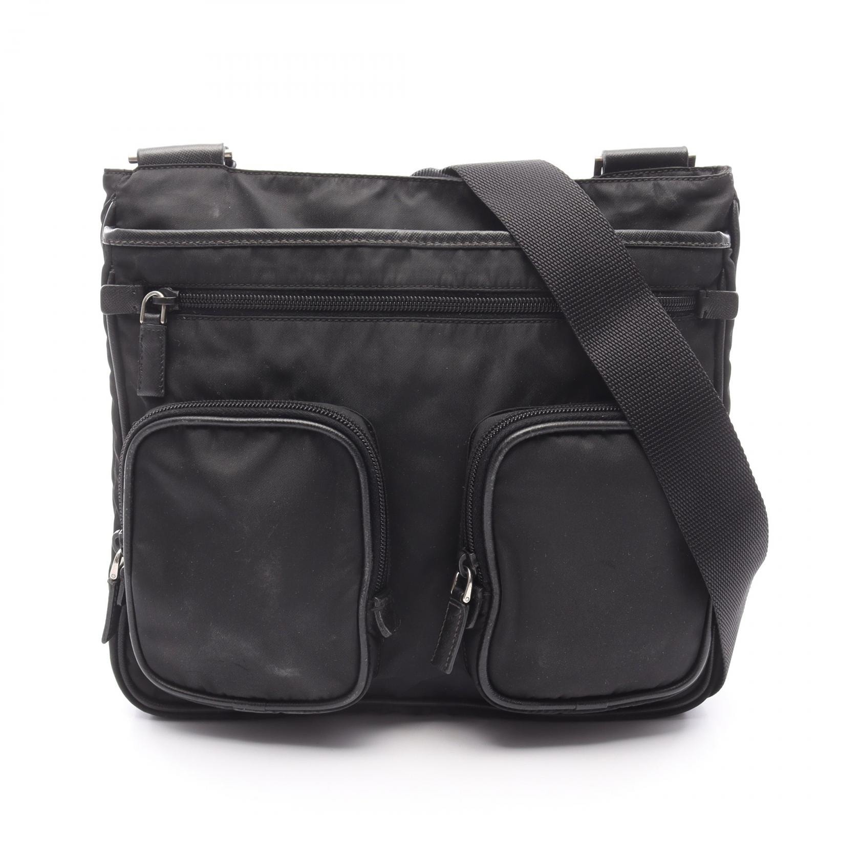 プラダ PRADA Re-Nylon ショルダーバッグ バッグ ナイロン サフィアーノレザー メンズ レディース ブラック系 【中古】