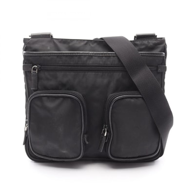 プラダ PRADA Re-Nylon ショルダーバッグ バッグ ナイロン サフィアーノレザー メンズ レディース ブラック系 【中古】