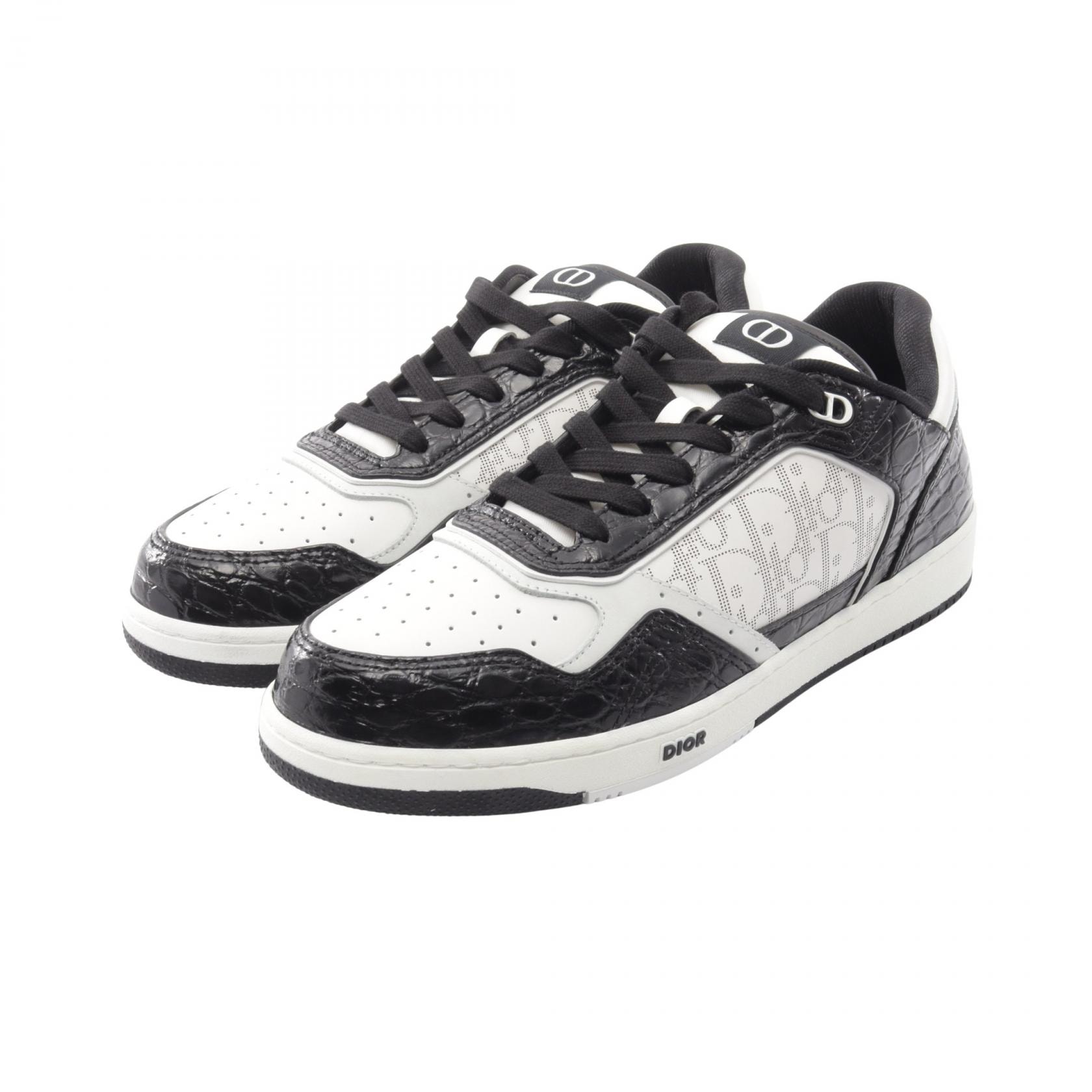 ディオール Dior B27 アップタウン ロートップ オブリーク スニーカー 靴 エキゾチックレザー レザー メンズ ブラック系 / ホワイト系 【中古】