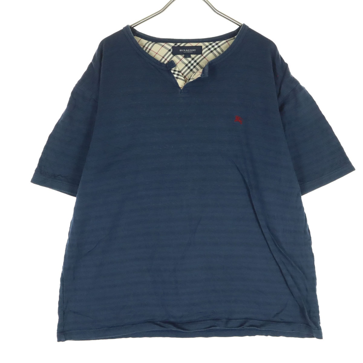 BURBERRY LONDON バーバリーロンドン 日本製 ワンポイントロゴ 半袖 Tシャツ L ネイビー