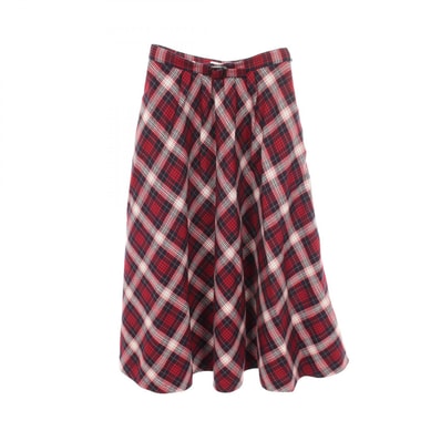 ディオール Dior CHECK'N'DIOR POP チェック柄 スカート 衣料品 ボトムス ウール レディース レッド系 / ネイビー系 【中古】
