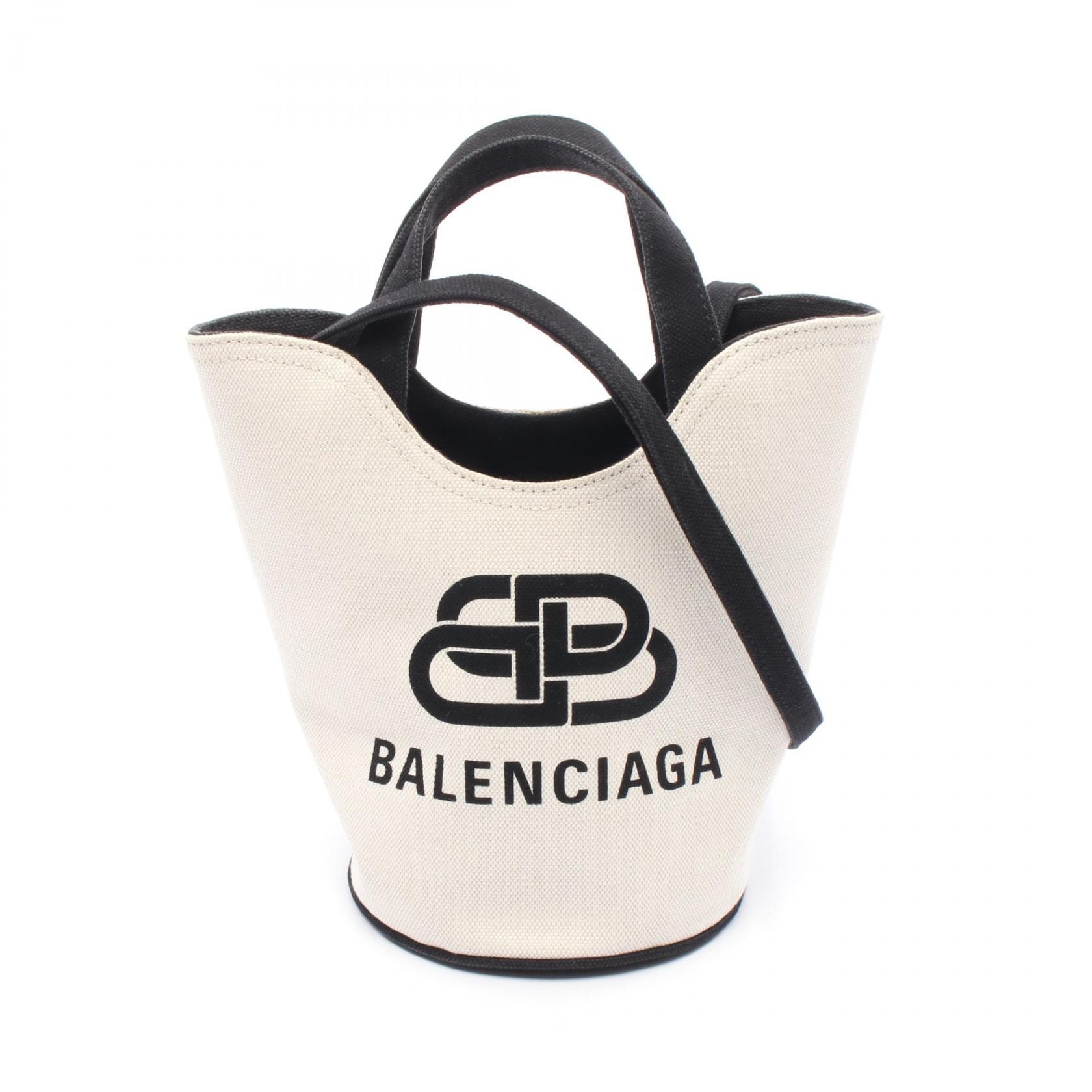 バレンシアガ BALENCIAGA Wave XS ハンドバッグ バッグ キャンバス レディース ホワイト系 / ブラック系 619979 【中古】