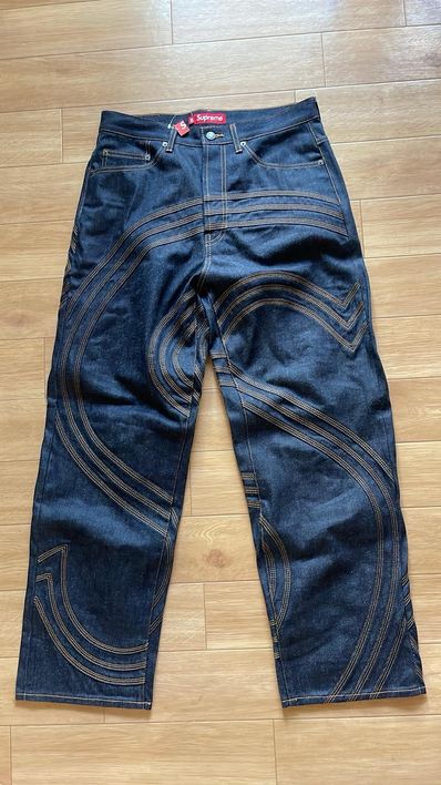 Supreme S Logo Rigid Baggy Jean "Rigid Indigo"