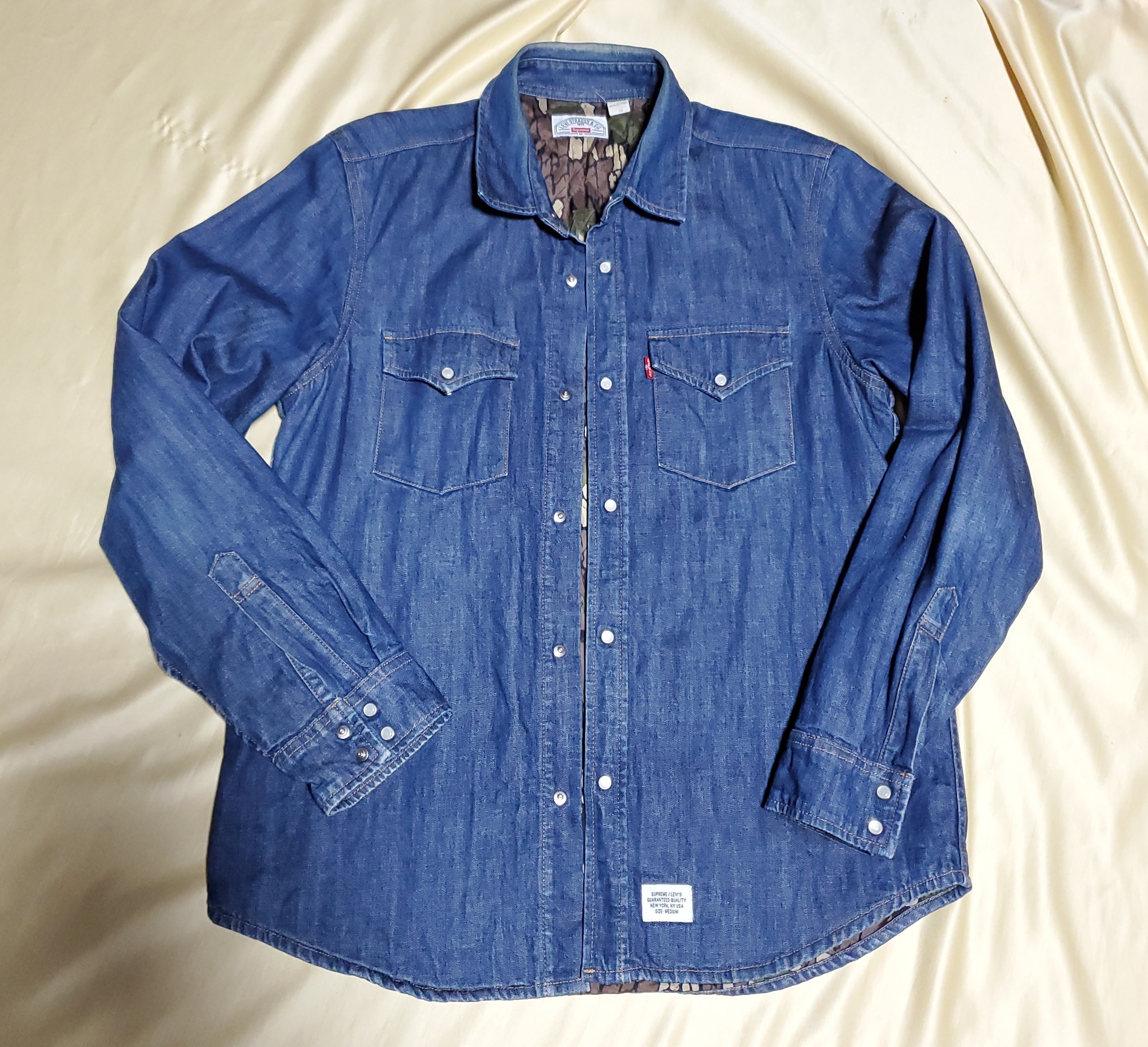 2013 Supreme Levi's Denim Quilted Shirt Size M MADE IN USA 23100円 検/ 13 シュプリーム リーバイス デニム キルト シャツ アメリカ製
