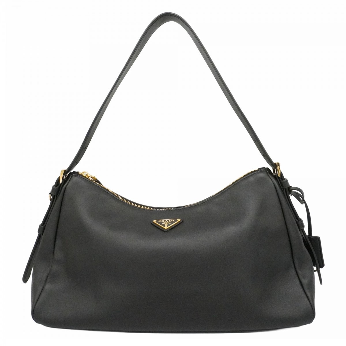 ★SALE【6db1127-k】プラダ ショルダーバッグ エメ レザー ブラック ゴールド金具【中古】レディース