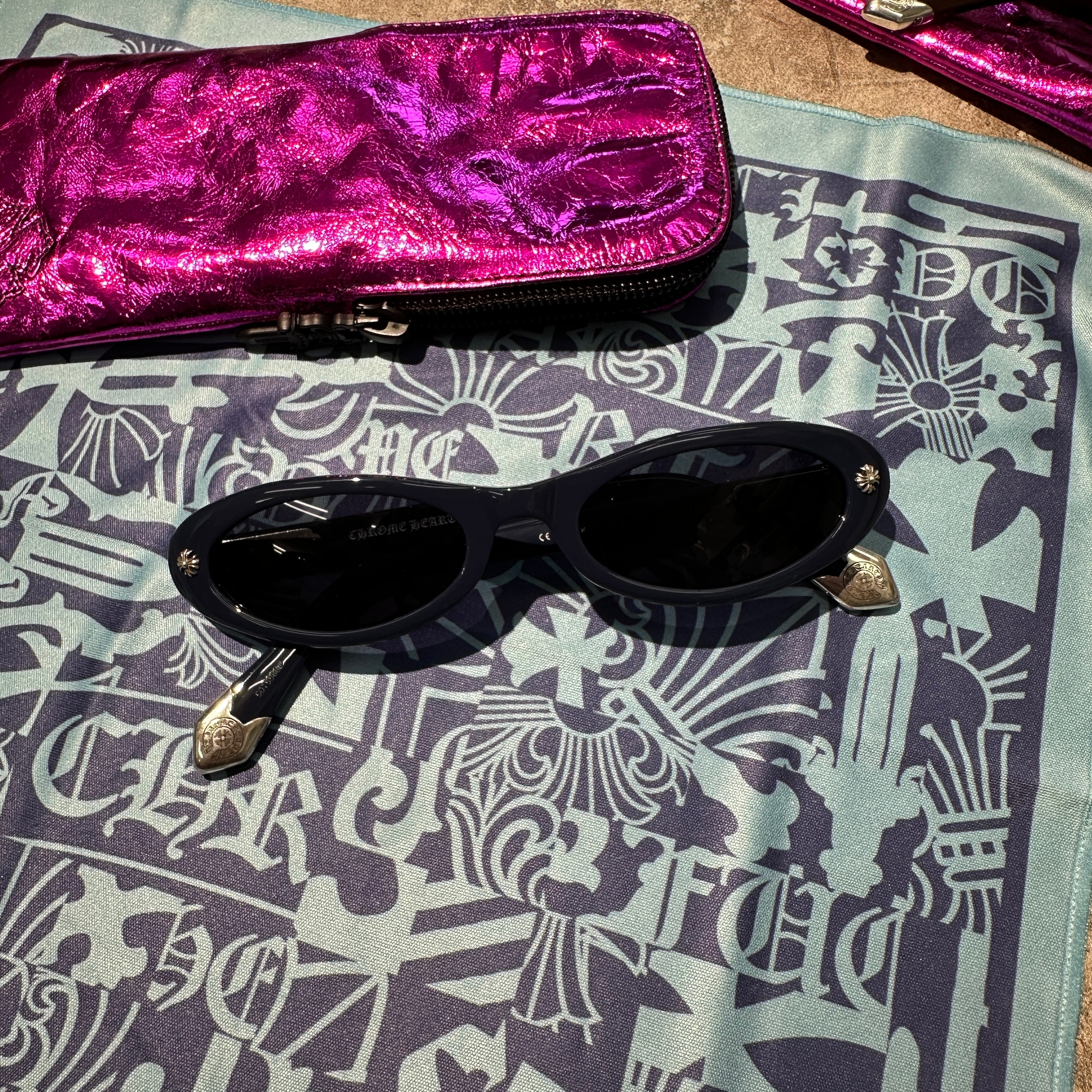 新品未使用 CHROME HEARTS クロムハーツ TART サングラス ネイビー 51-20-143