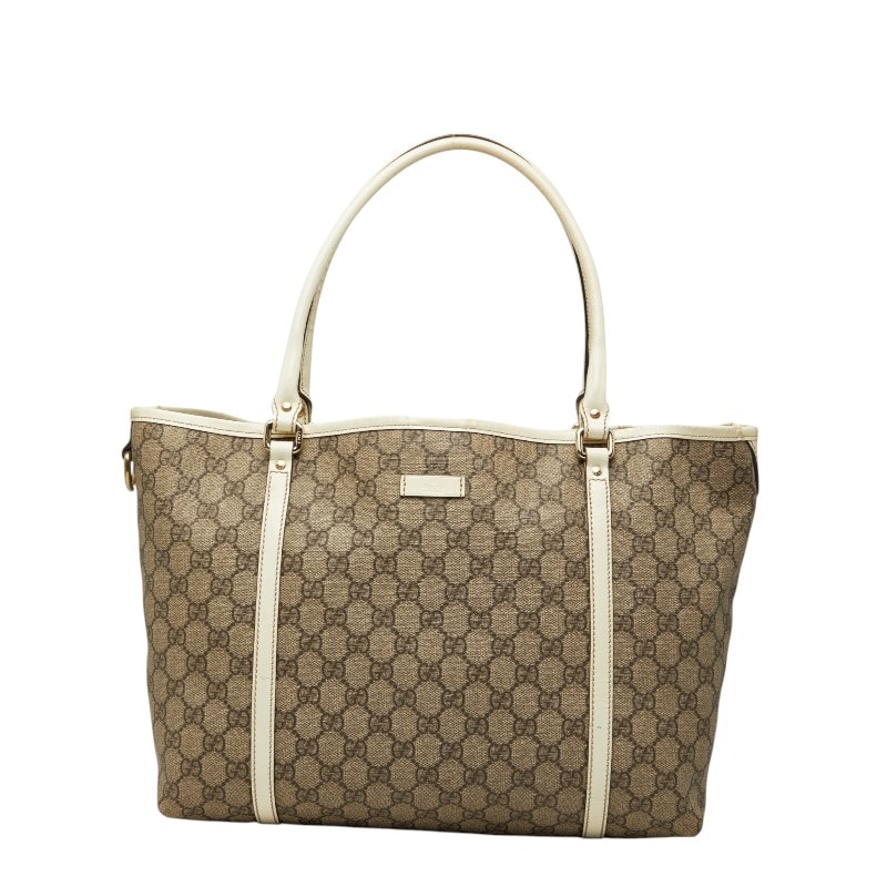 グッチ GGスプリーム トートバッグ 197953 ベージュ ホワイト PVC パテントレザー レディース GUCCI 【中古】