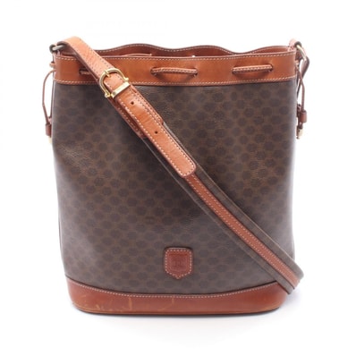 セリーヌ CELINE マカダム ショルダーバッグ バッグ PVCコーティングキャンバス レザー レディース ブラウン系 【中古】