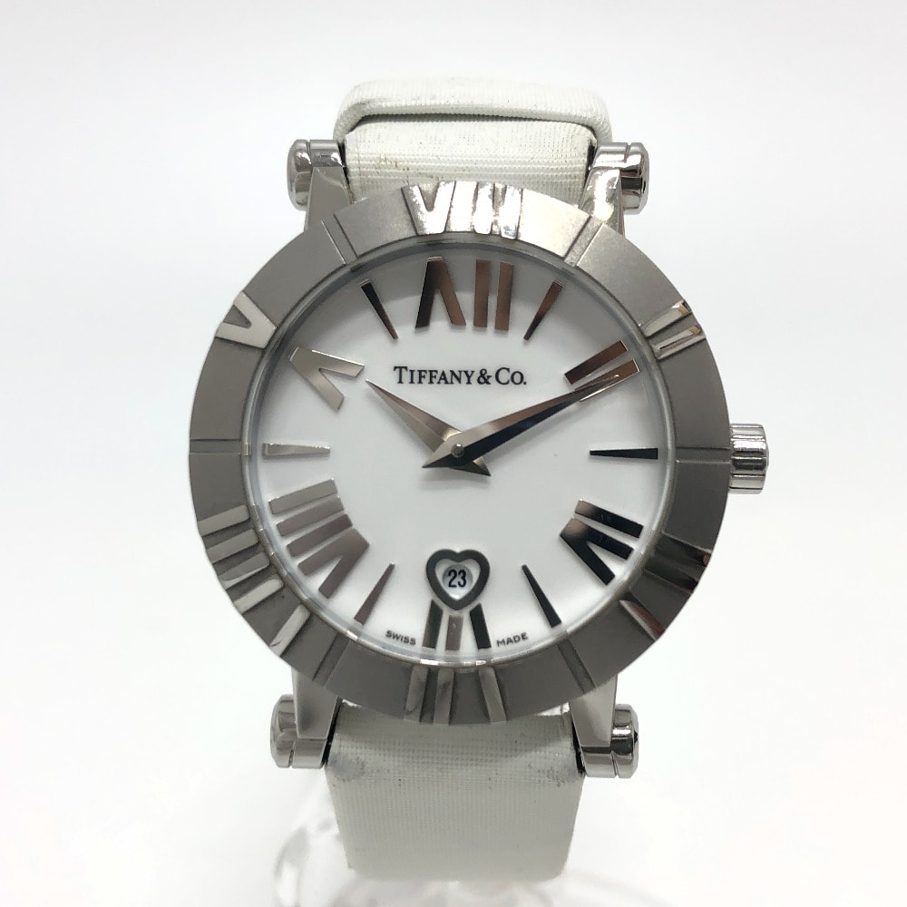 ティファニー TIFFANY&Co. アトラス Z1300.11.11A20A41A ホワイトセラミック クォーツ デイト ウォッチ 腕時計 SS シルバー