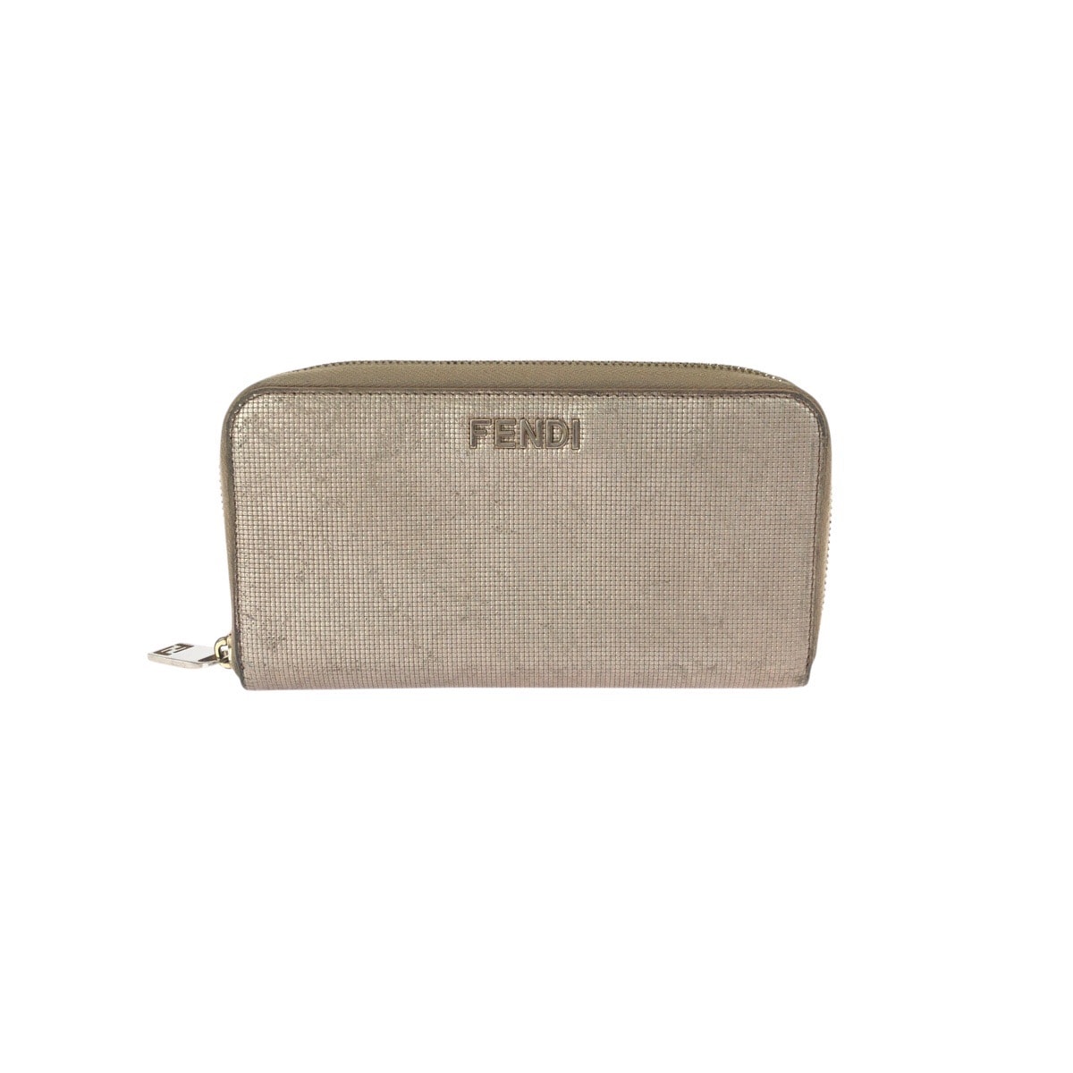 FENDI フェンディ サーモンピンク ゴールド金具 レザー 長財布 ラウンドファスナー 506556 【中古】