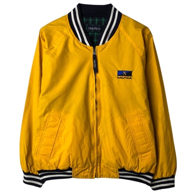 古着 90年代 ノーティカ NAUTICA チェック柄 リバーシブル コットンブルゾン メンズS相当 ヴィンテージ/eaa603270