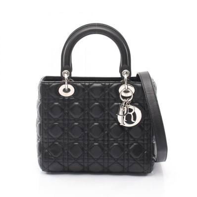 ディオール Dior LADY DIOR レディディオール ミディアム 2WAY ハンドバッグ バッグ レザー レディース ブラック系 【中古】