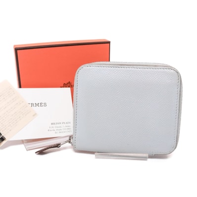 【良品】HERMES エルメス シルクイン コンパクト アザップ ミニ 水色 Z