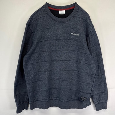 古着 コロンビア Columbia スウェット プルオーバー ワンポイント刺繍ロゴ クルーネック L ネイビー系 メンズ
