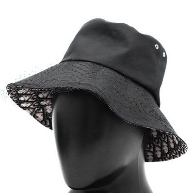 Christian Dior クリスチャンディオール ボブハット Teddy-D テディ-D サイズ 57 レディース チュール バケット オブリーク トロッター柄 帽子 小物 ブラック 黒 イタリア製