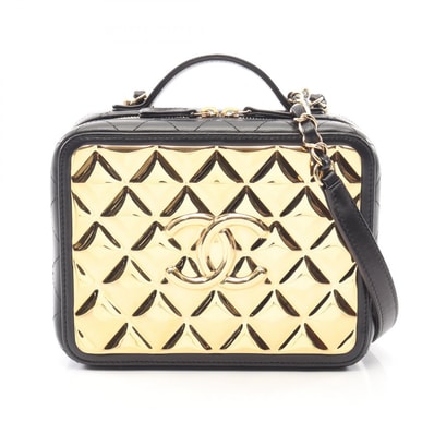 シャネル CHANEL マトラッセ バニティバッグ 2WAY ショルダーバッグ バッグ ラムスキン(羊革) レディース ブラック系 / ゴールド系 【中古】