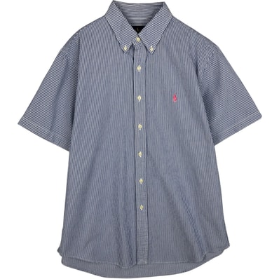 古着 ラルフローレン Ralph Lauren シアサッカー 半袖 ボタンダウン ストライプシャツ メンズL相当/eaa633158