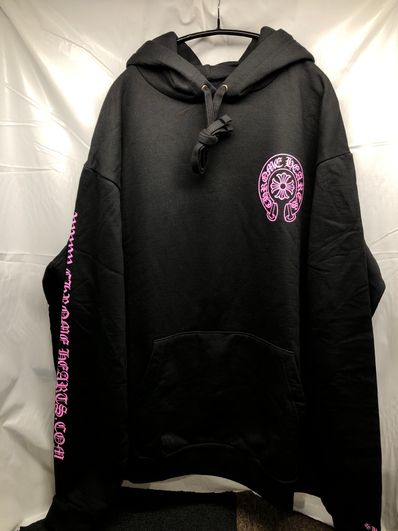 Chrome Hearts Back Horse Shoe Logo Glitter Print Hoodie Online Exclusive "Black/Pink"