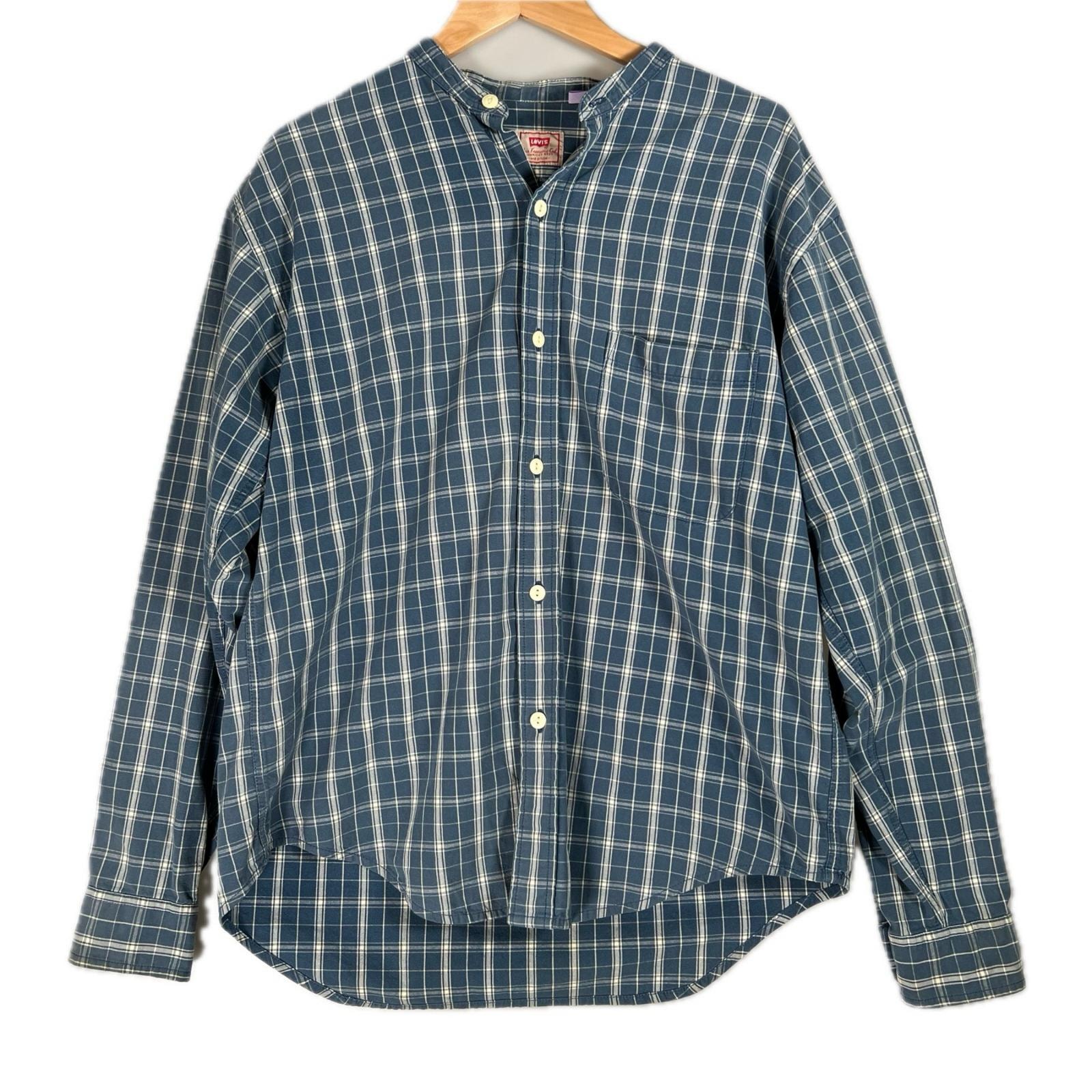 Levi's リーバイス チェック 秋冬 AW 長袖シャツ ブルー メンズ M【古着】【中古】