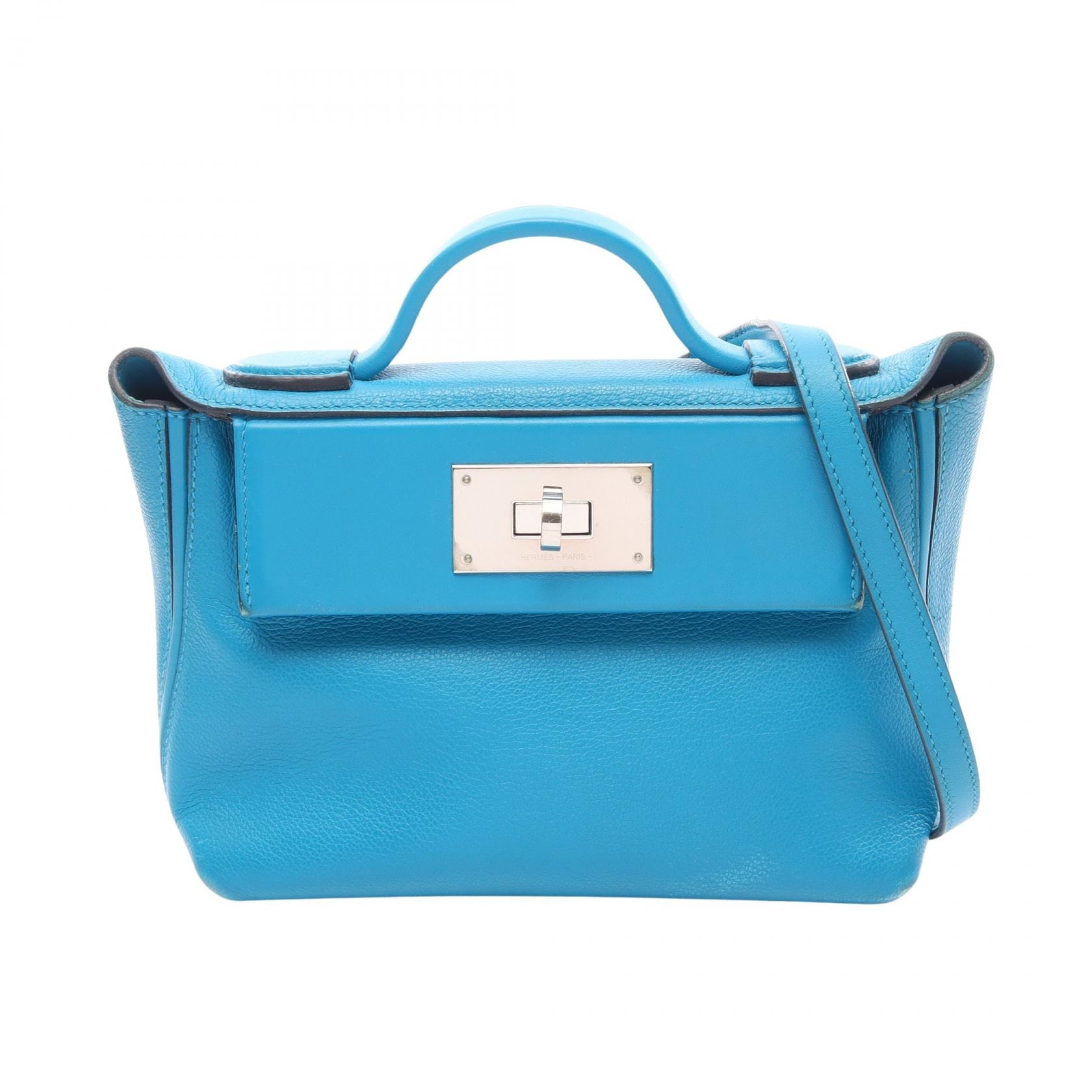エルメス HERMES サック ヴァンキャトル ミニ 24/24 21 ブルーフリーダ 2WAY ハンドバッグ バッグ エバーカラー / ヴォースイフト エバーカラー Z刻印(2021年製造) レディース ブルー系 【中古】