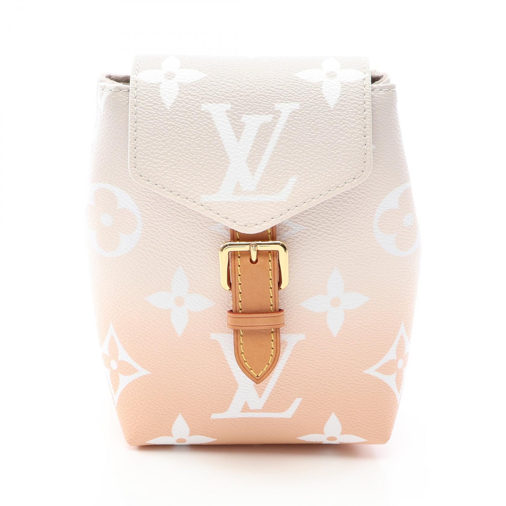 ルイ・ヴィトン LOUIS VUITTON タイニーバックパック バイ ザ プール リュックサック バックパック バッグ PVCコーティングキャンバス レザー モノグラム・ジャイアント レディース グレー系 / ブラウン系 M45764 【中古】