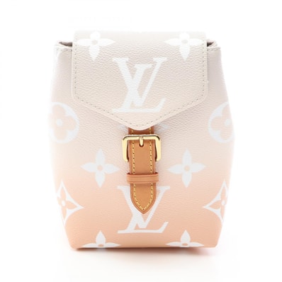 ルイ・ヴィトン LOUIS VUITTON タイニーバックパック バイ ザ プール リュックサック バックパック バッグ PVCコーティングキャンバス レザー モノグラム・ジャイアント レディース グレー系 / ブラウン系 M45764 【中古】