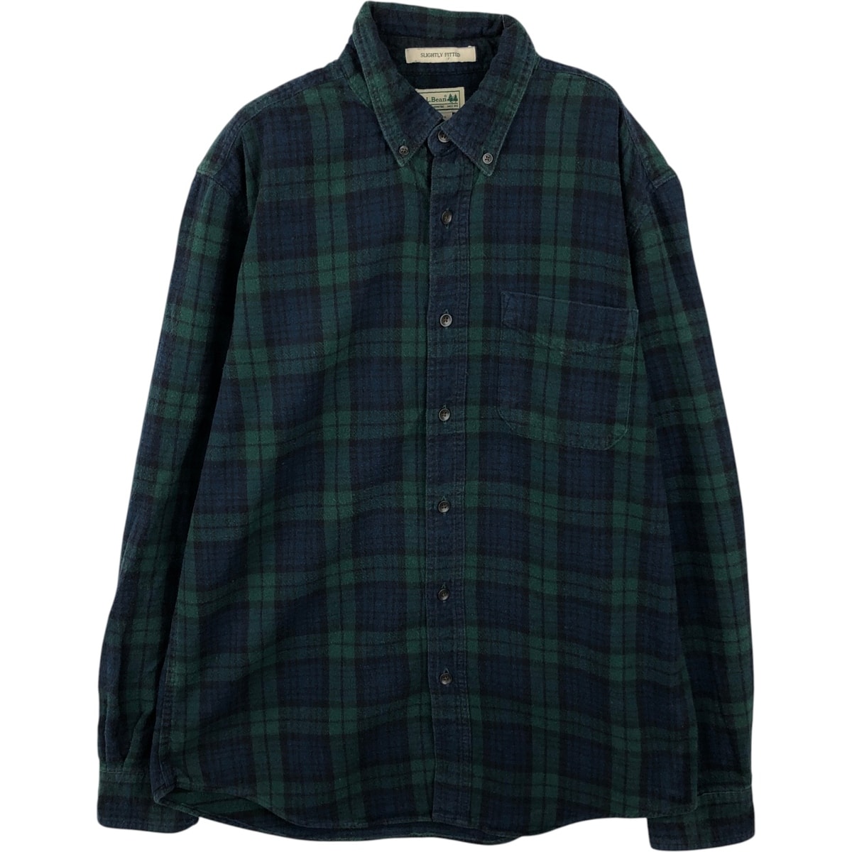 古着 エルエルビーン L.L.Bean SLIGHTLY FITTED ブラックウォッチチェック 長袖 ボタンダウン フランネルチェックシャツ メンズM相当/eaa637647