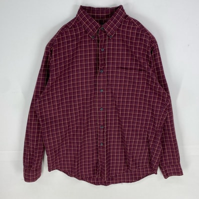 古着 ブルックスブラザーズ Brooks Brothers 長袖シャツ ボタンダウン ロングスリーブ 胸ポケット M レッド系 チェック メンズ