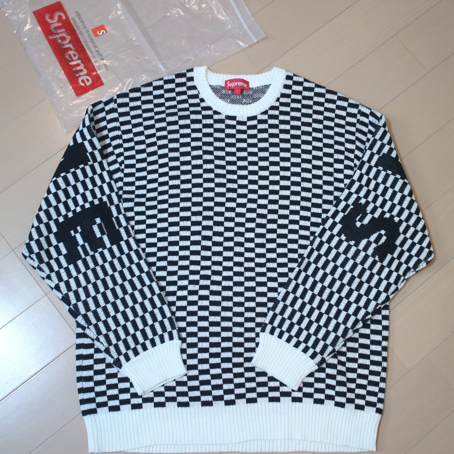 Supreme Back Logo Sweater "Checkerboard"