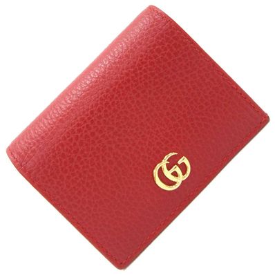 GUCCI GG Marmont Leather Card Case Wallet "Red"