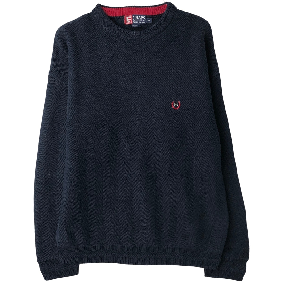 古着 ラルフローレン Ralph Lauren CHAPS チャップス ヘリンボーン コットンニットセーター メンズL相当/eaa608721